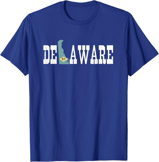 Delaware State and Delaware Flag with Pride for Delaware T-Shirt - T-Shirt | Royal