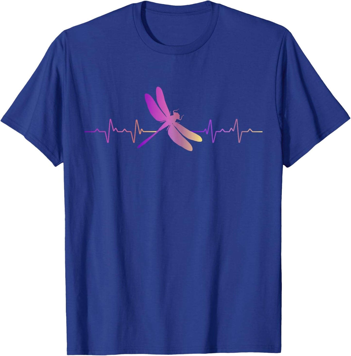 Dragonfly Heartbeat Line Art Beautiful Dragonfly Insect T-Shirt - T-Shirt | Royal