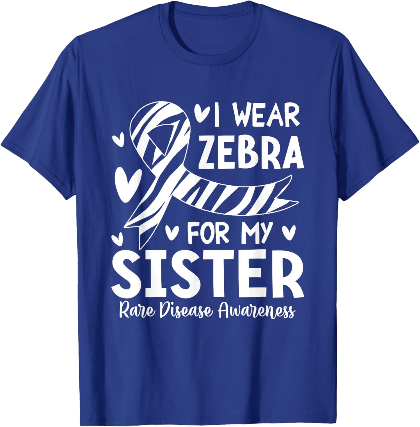 Rare Disease Awareness Rare Cancer Zebra Striped Ribbon T-Shirt - T-Shirt | Royal