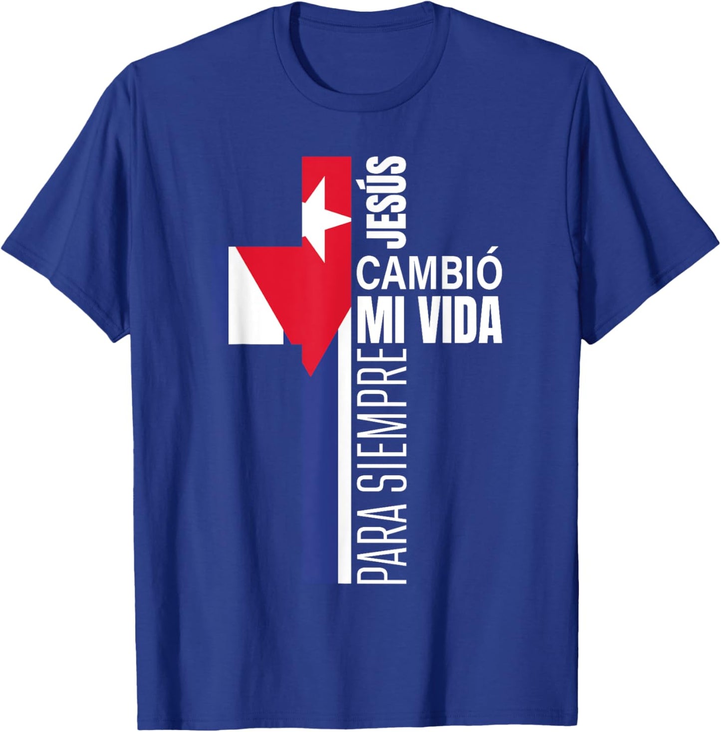 Christian Spanish Gifts Bible Verse Message Jesus Cuban Flag T-Shirt - T-Shirt | Royal
