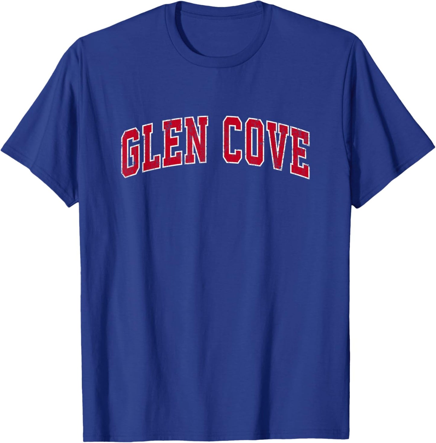 Glen Cove New York NY Vintage Sports Design Red Design T-Shirt - T-Shirt | Royal
