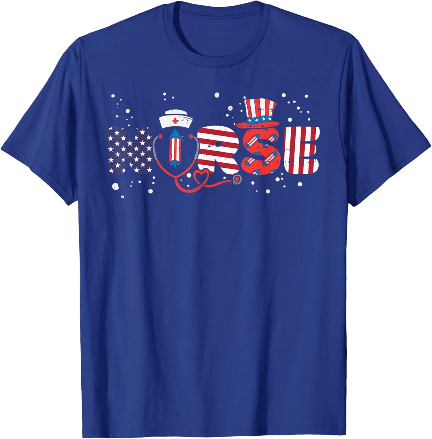 American Nurse 4th Of July Fourth Scrub Top Patriot Women RN T-Shirt - T-Shirt | Royal