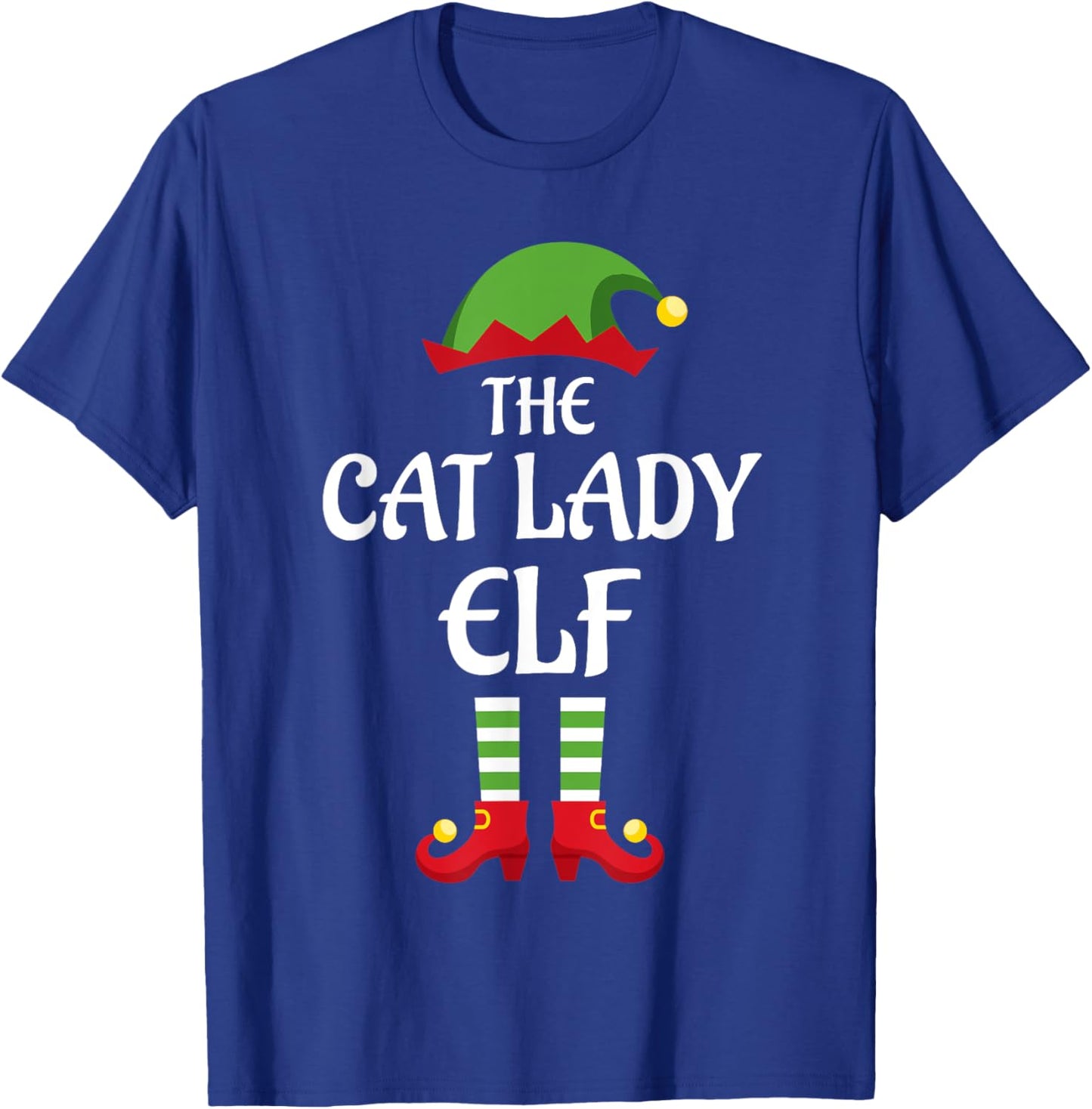 Cat Lady Elf Family Matching Group Christmas T-Shirt - T-Shirt | Royal