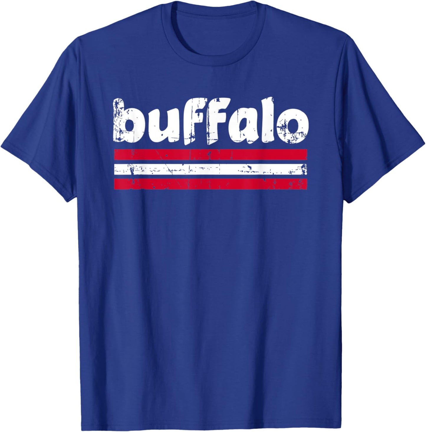 Buffalo New York Three Stripe Vintage Weathered T-Shirt - T-Shirt | Royal