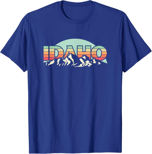 American State Idaho - Vintage Mountain Nature Hiking T-Shirt - T-Shirt | Royal