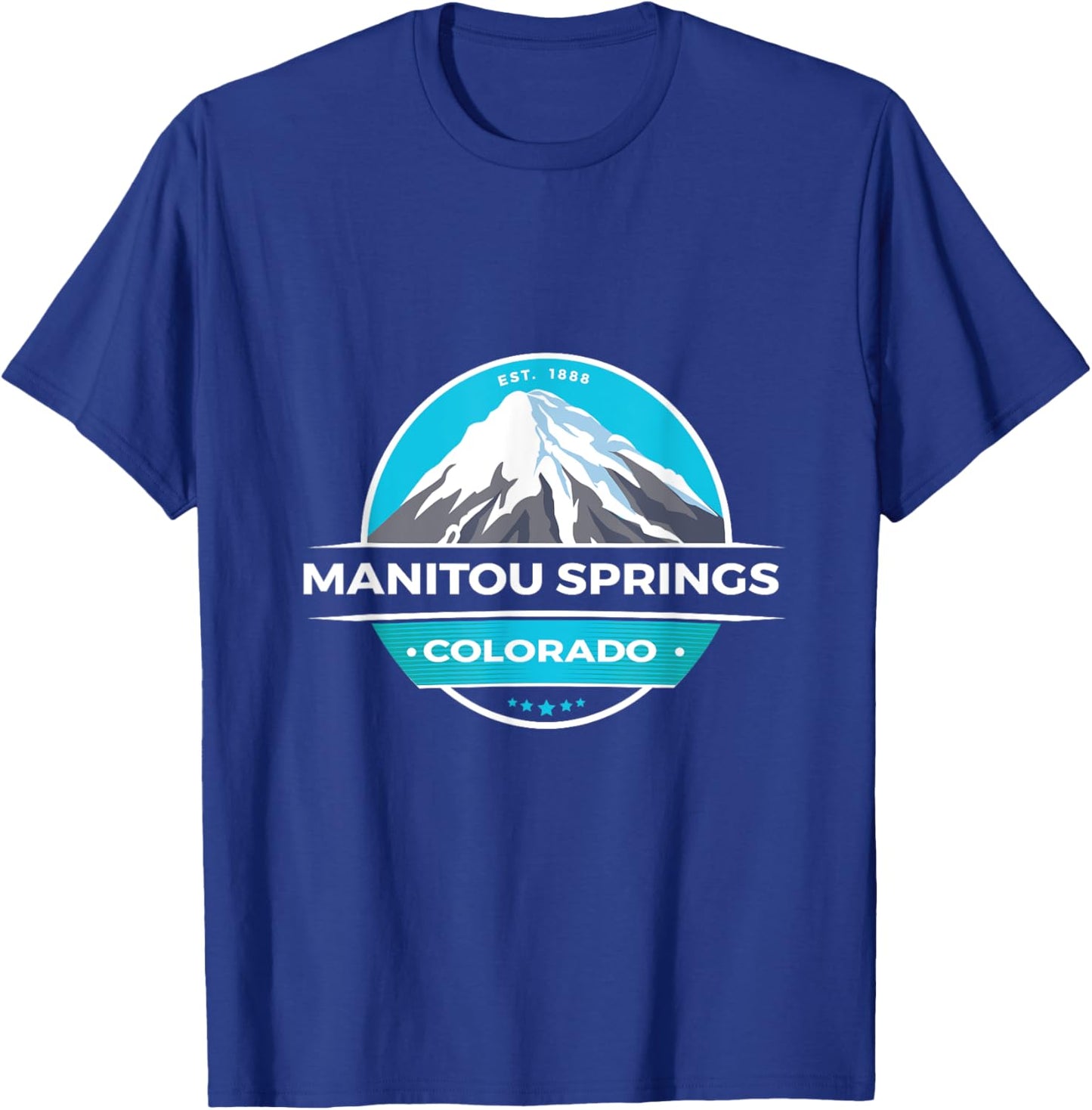 Unique Manitou Springs CO Snow Capped Mountains Novelty Art T-Shirt - T-Shirt | Royal