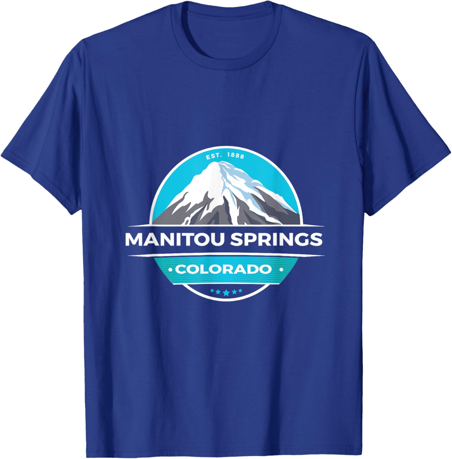 Unique Manitou Springs CO Snow Capped Mountains Novelty Art T-Shirt - T-Shirt | Royal