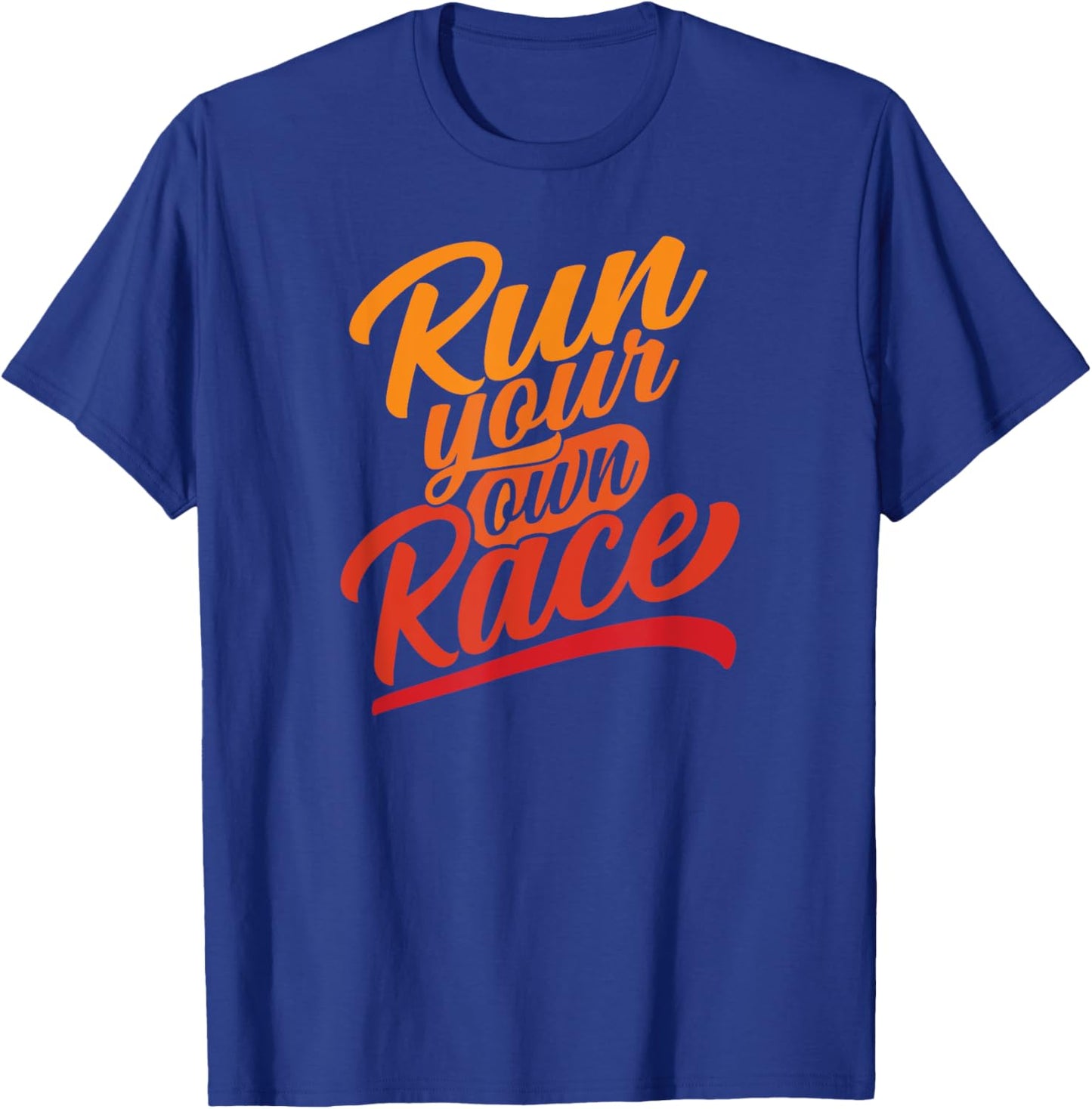 Trails of a Distance Runner -Adults Classic Fit Cotton Polyester Run your own Race Graphic Black Small T-Shirt - T-Shirt | Royal