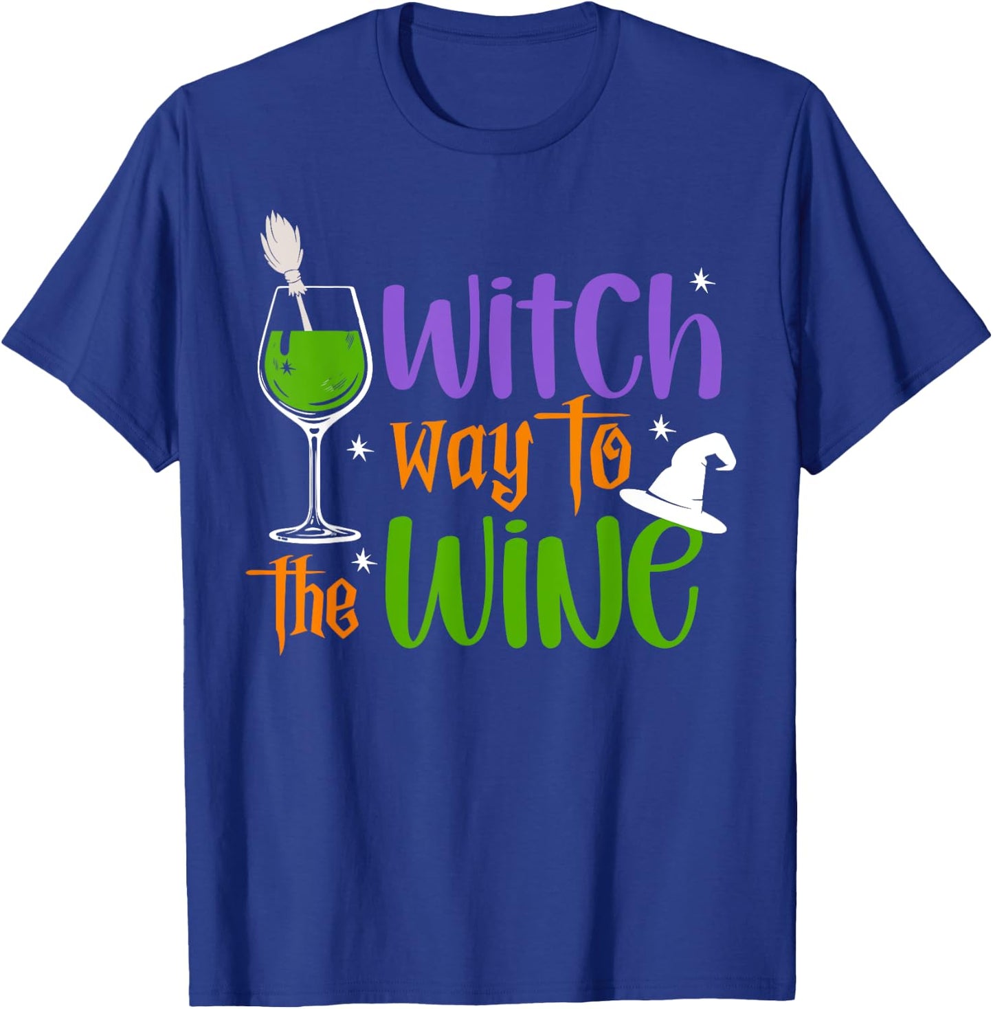 Witch Way to the Wine Funny Drinking Lover Halloween Costume T-Shirt - T-Shirt | Royal