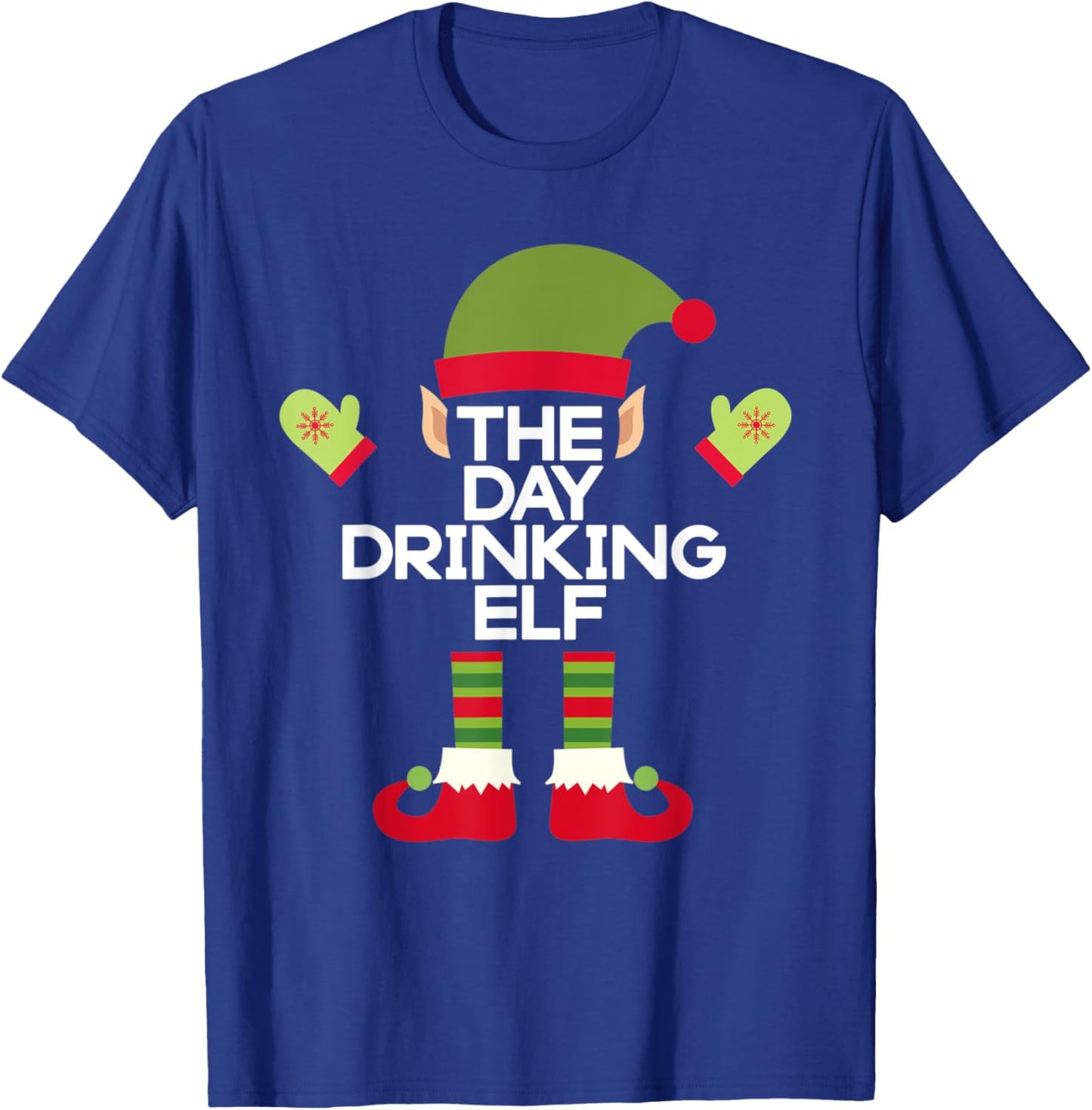 The Day Drinking Elf Funny Christmas Holiday T-Shirt - T-Shirt | Royal