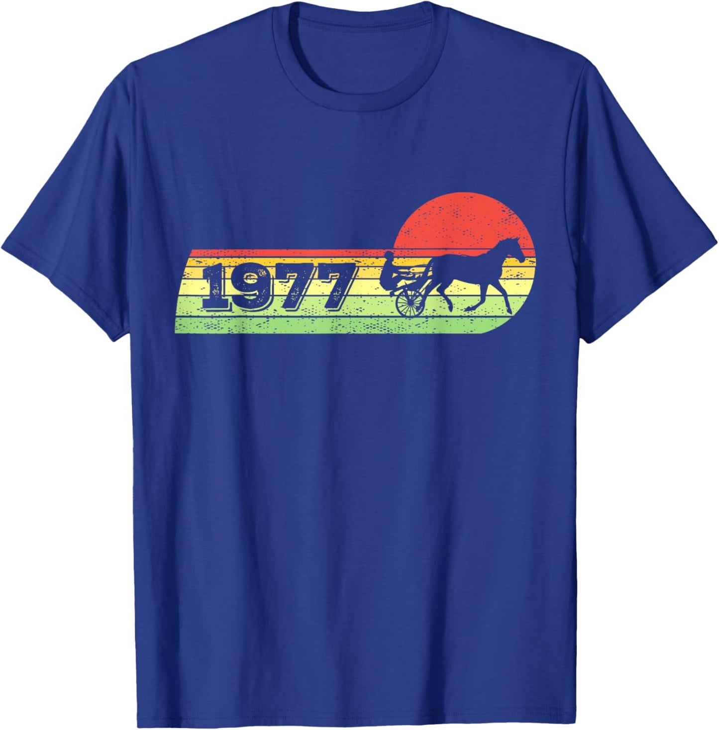 Vintage 1977 Birthday Harness-Racing horses Trotting-race T-Shirt - T-Shirt | Royal