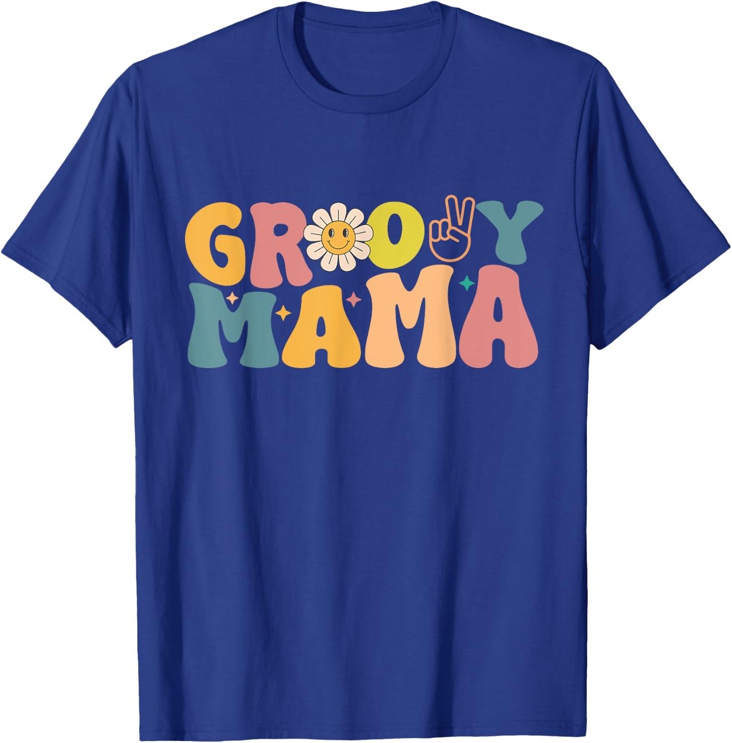 Retro Groovy Design For Mama Matching Family Birthday T-Shirt - T-Shirt | Royal