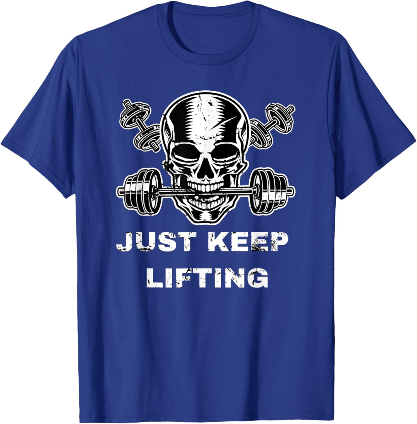 Skull and Crossbones barbell - Just keep lifting deadlift T-Shirt - T-Shirt | Royal