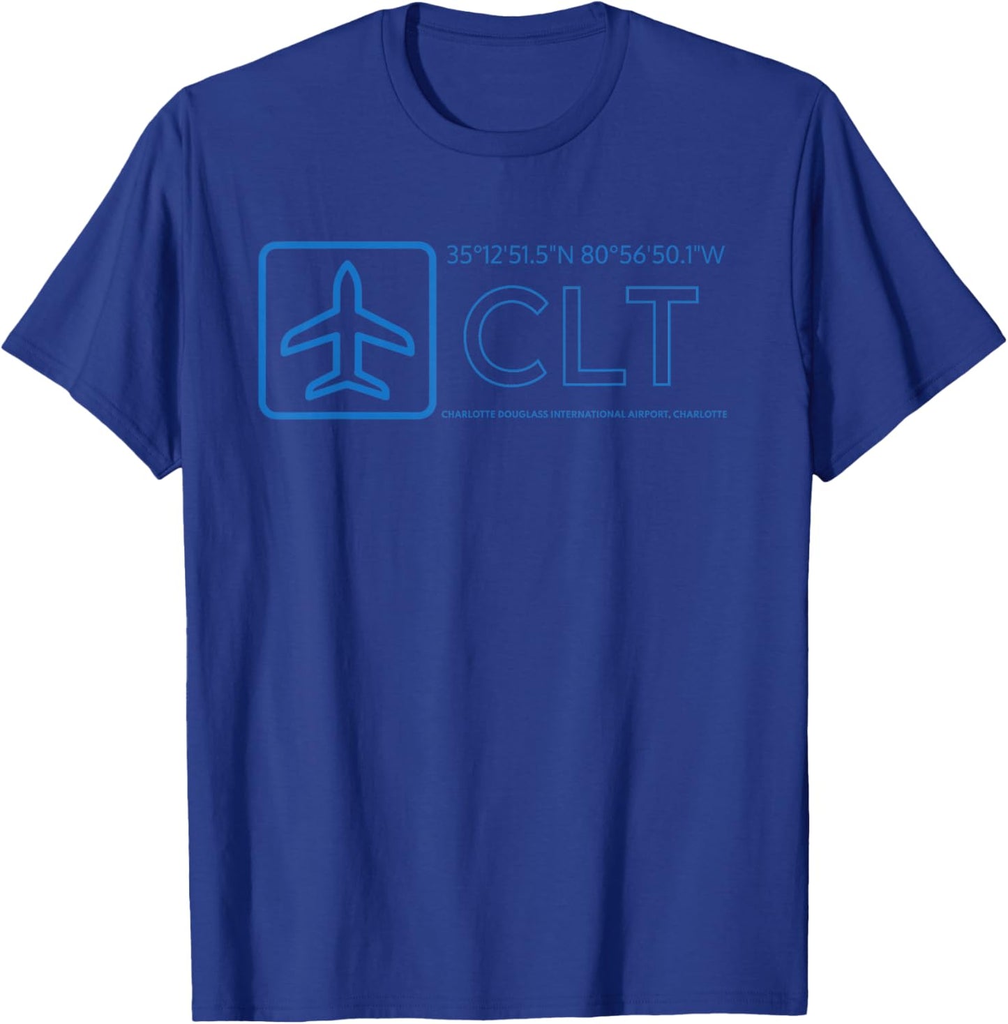 CLT Airport Code City of Charlotte Douglas International T-Shirt - T-Shirt | Royal