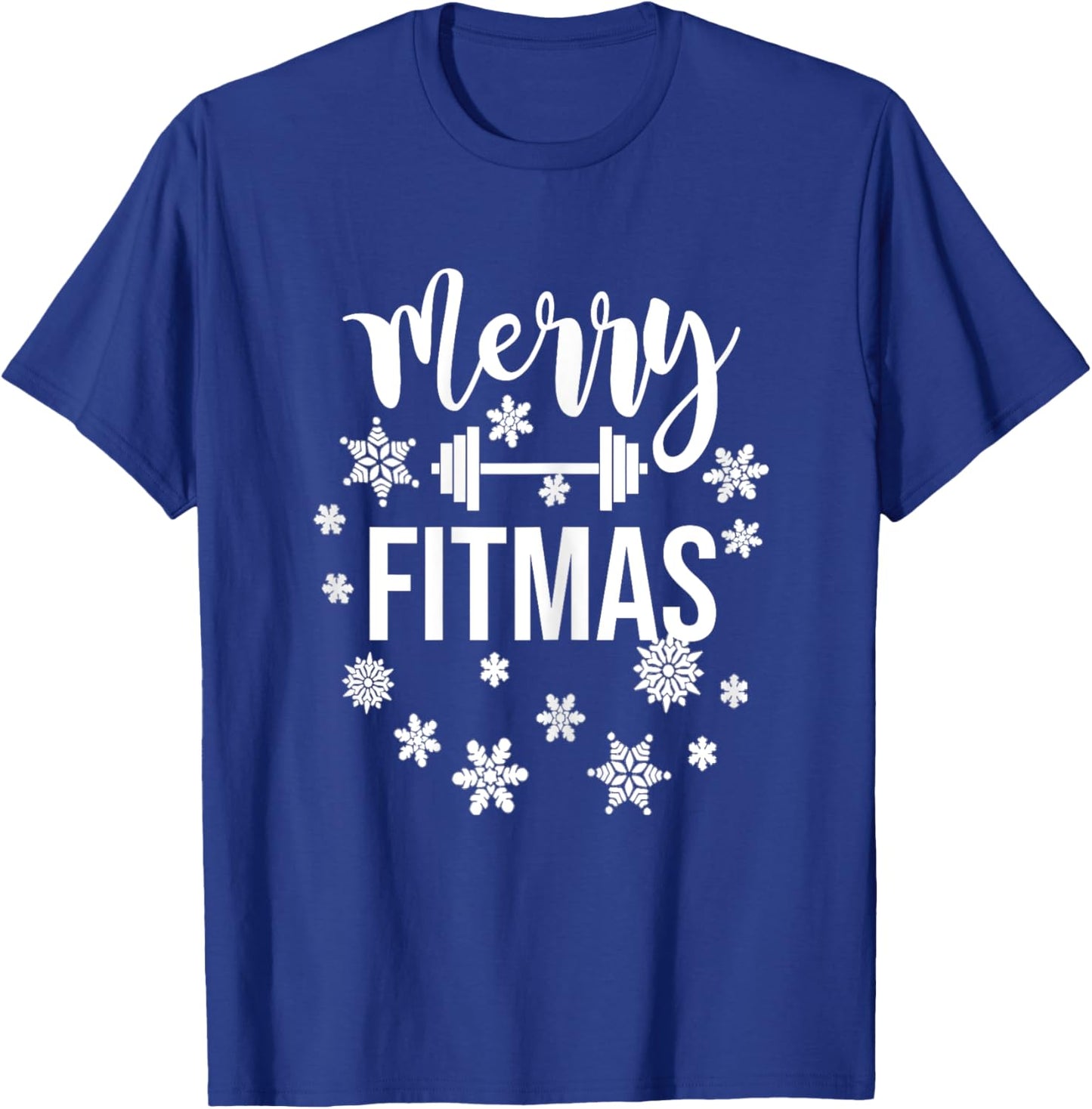 Merry Fitmas Christmas Pun Gym Holiday Workout Fitness Xmas T-Shirt - T-Shirt | Royal