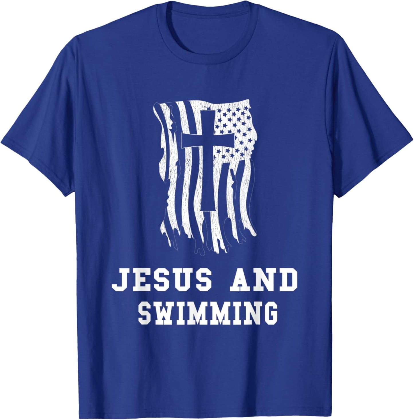 Jesus and Swimming Design / Christian Jesus Fan Swimmers T-Shirt - T-Shirt | Royal