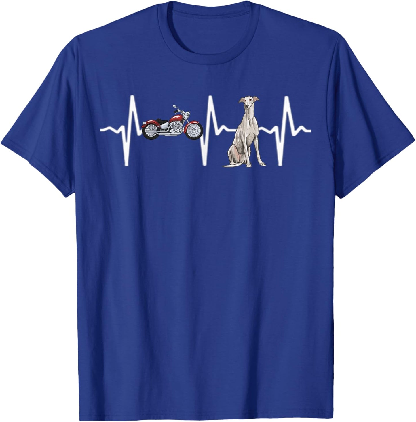 Motorcycle Greyhound Heartbeat Dog Lover Men Women Kids T-Shirt - T-Shirt | Royal