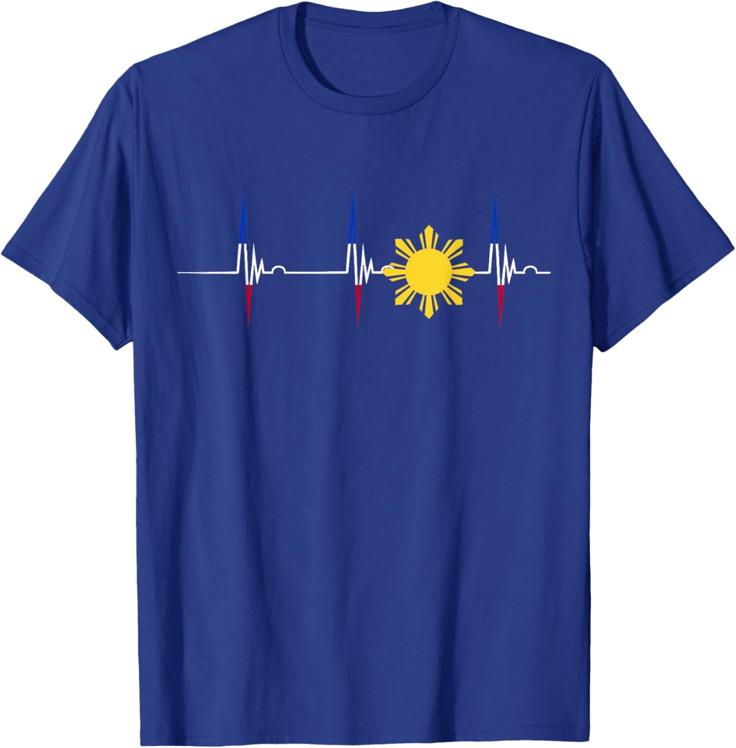 Philippines Heartbeat Pulse EKG Filipino Sun Pilipinas T-Shirt - T-Shirt | Royal