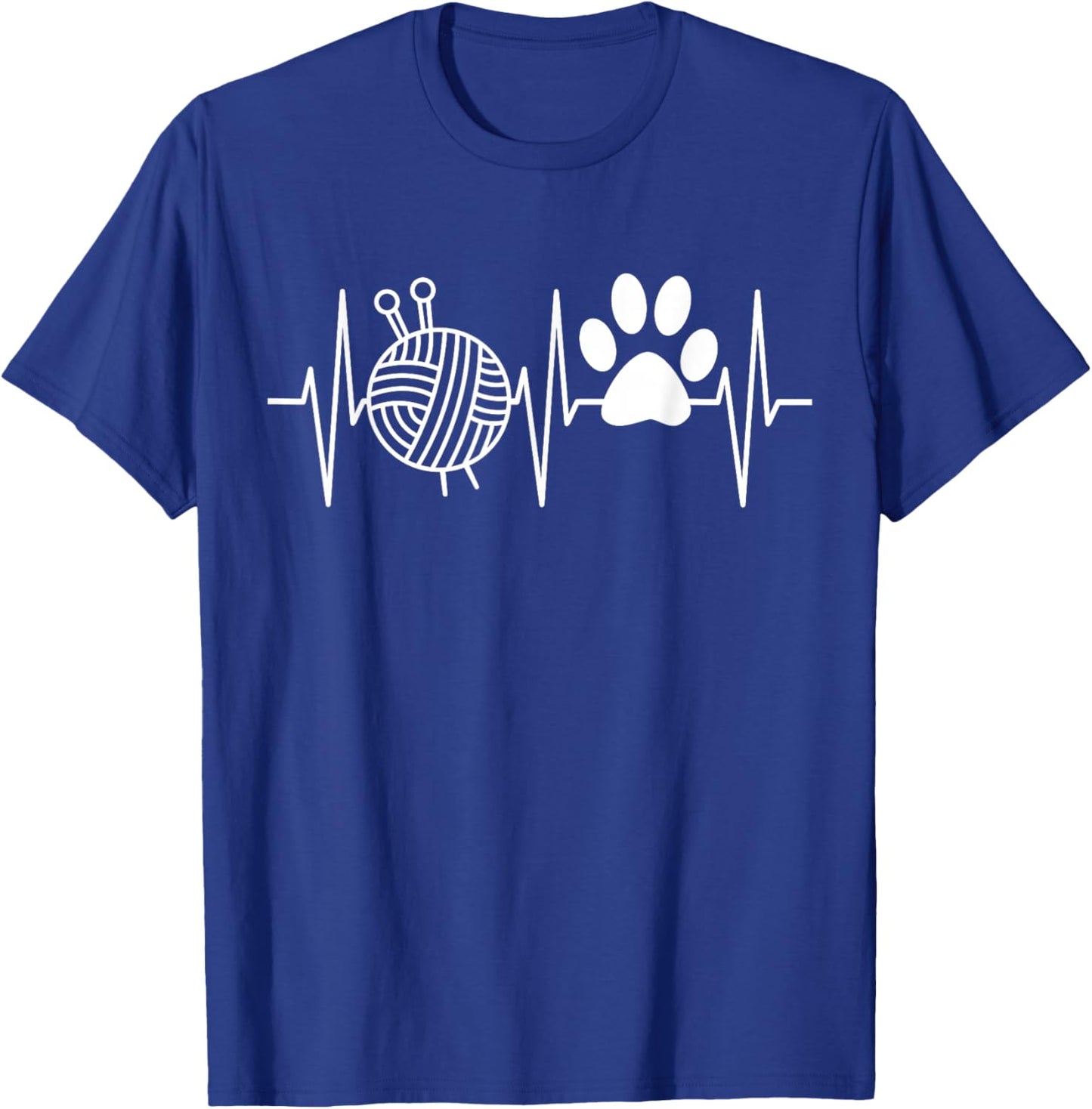 Knitting Shirt Dog Lover Heartbeat Love Knitting and Dogs Men Women Girls Kids T-Shirt - T-Shirt | Royal