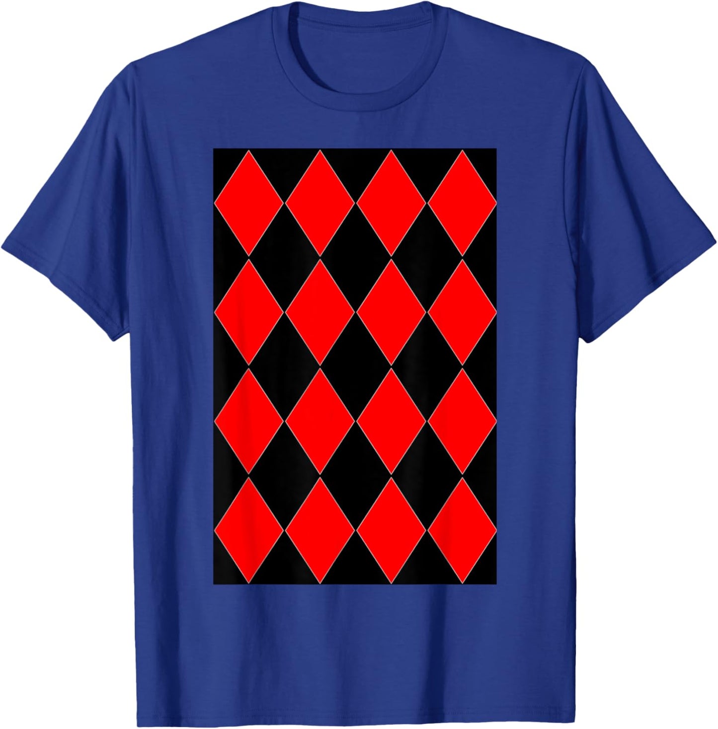 Geometric Large Harlequin Pattern Red and Black T-Shirt - T-Shirt | Royal