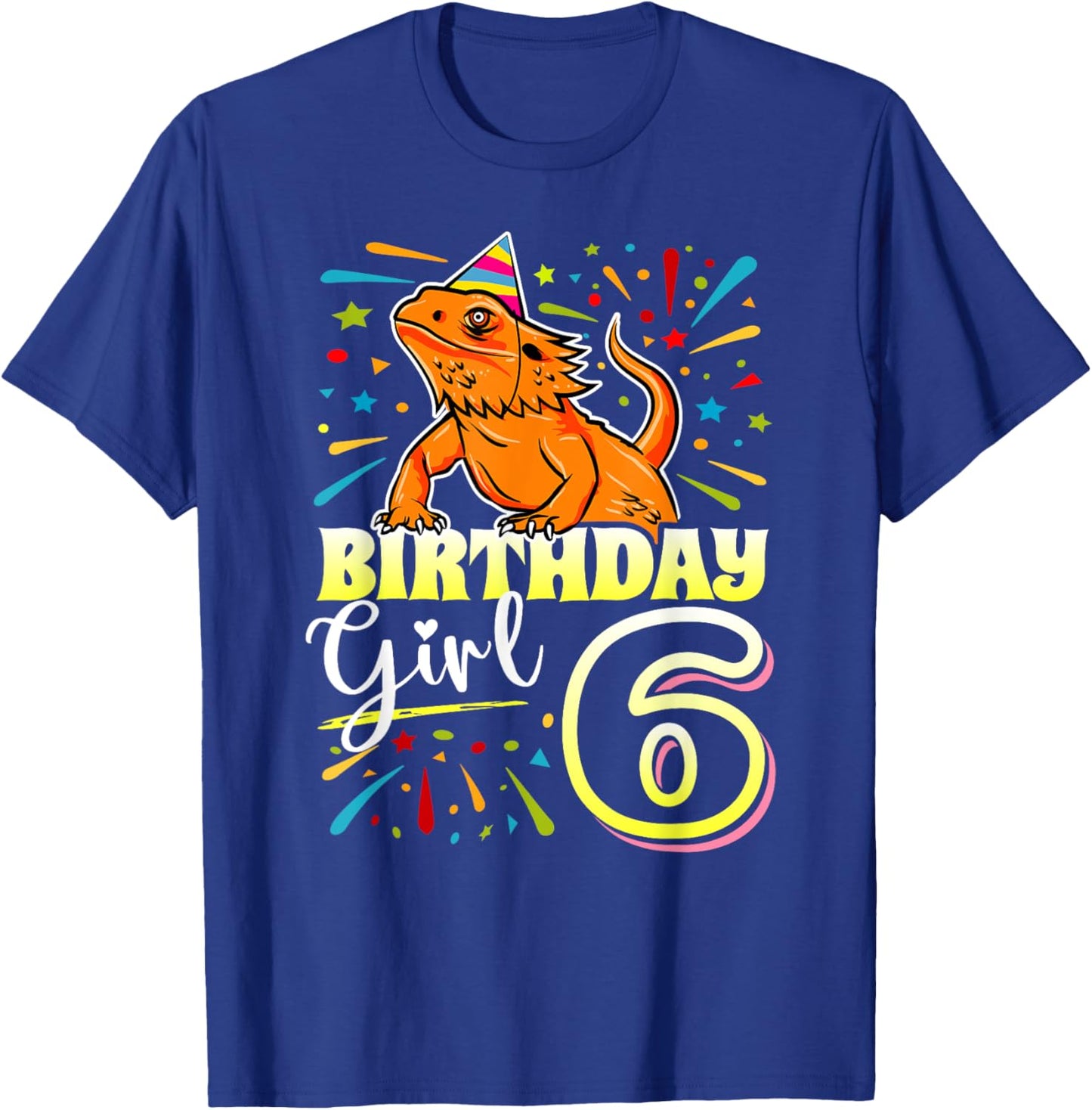 Bearded Dragon Lizard Kids 6th Birthday - 6 Year Old Girl T-Shirt - T-Shirt | Royal