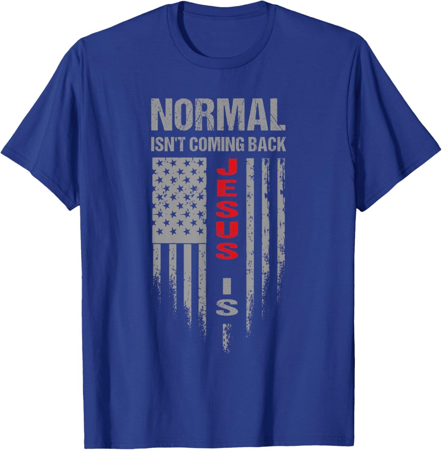 Normal Isn't Coming Back Jesus Is Christian Faith - Flag T-Shirt - T-Shirt | Royal