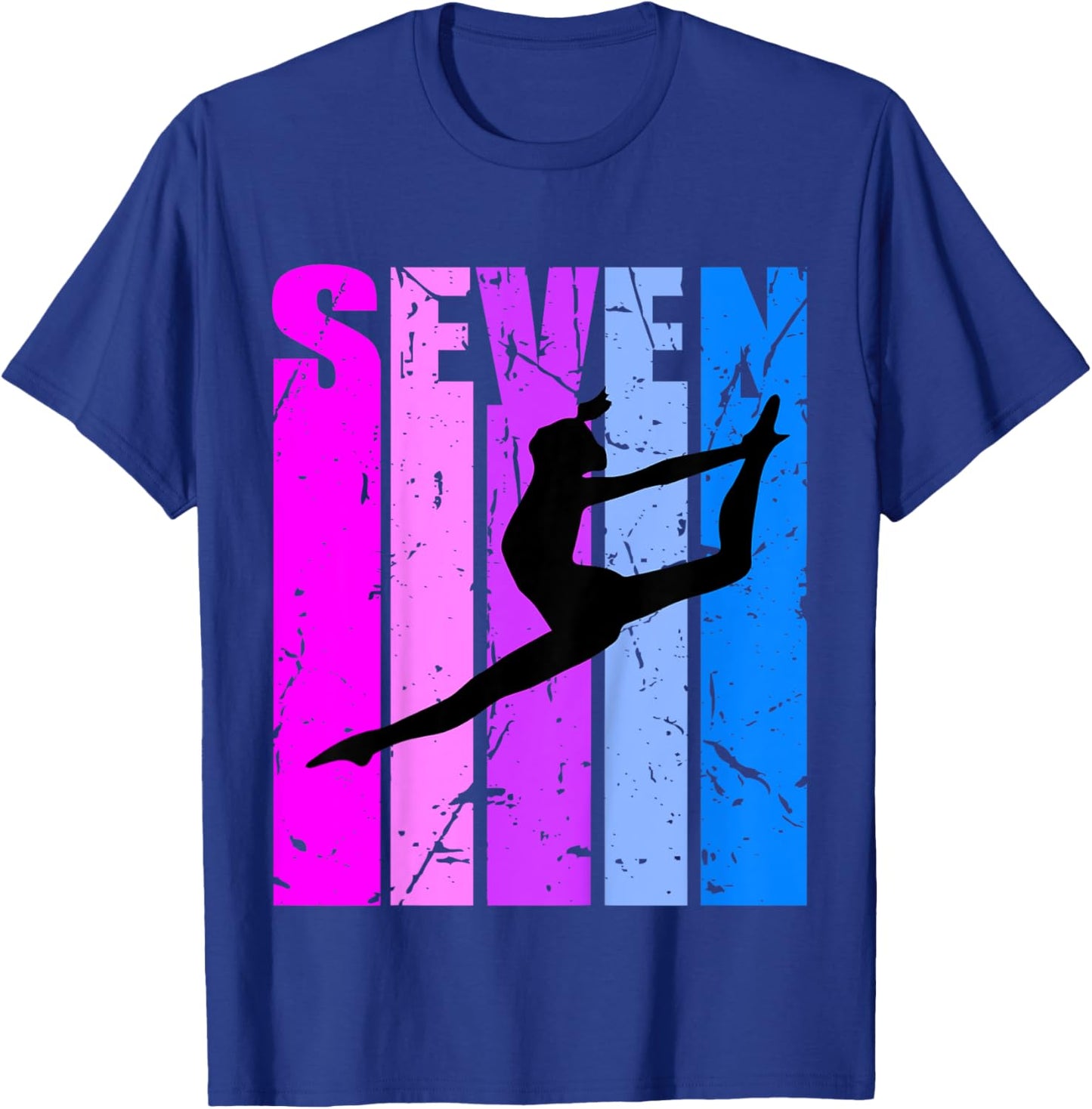 Kids Girls Gymnastics 7th Birthday Dance Dancing Gymnast Ballet T-Shirt - T-Shirt | Royal