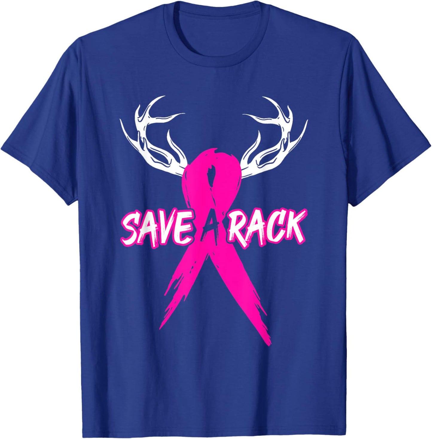 Breast Cancer Awareness Save A Rack Deer Pink Ribbon T-Shirt - T-Shirt | Royal
