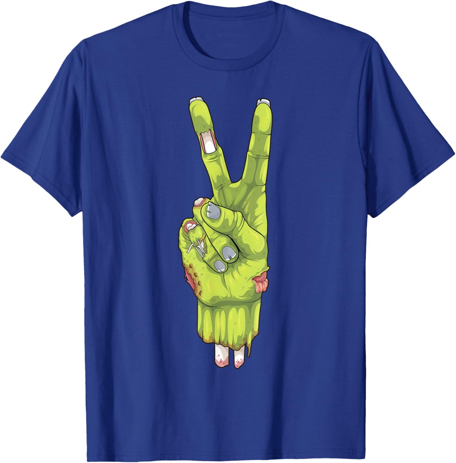 Zombie Peace Sign Spooky Zombie Hand Creepy Halloween T-Shirt - T-Shirt | Royal
