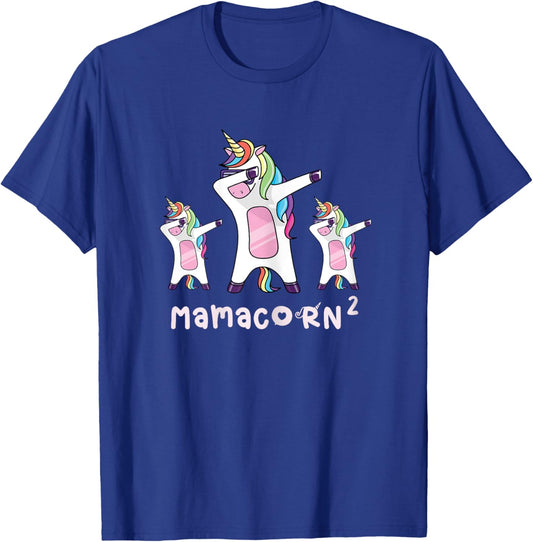 Cute Mamacorn Unicorn Mom Mother of 2 Twins Girls Baby Mom2 T-Shirt - T-Shirt | Royal