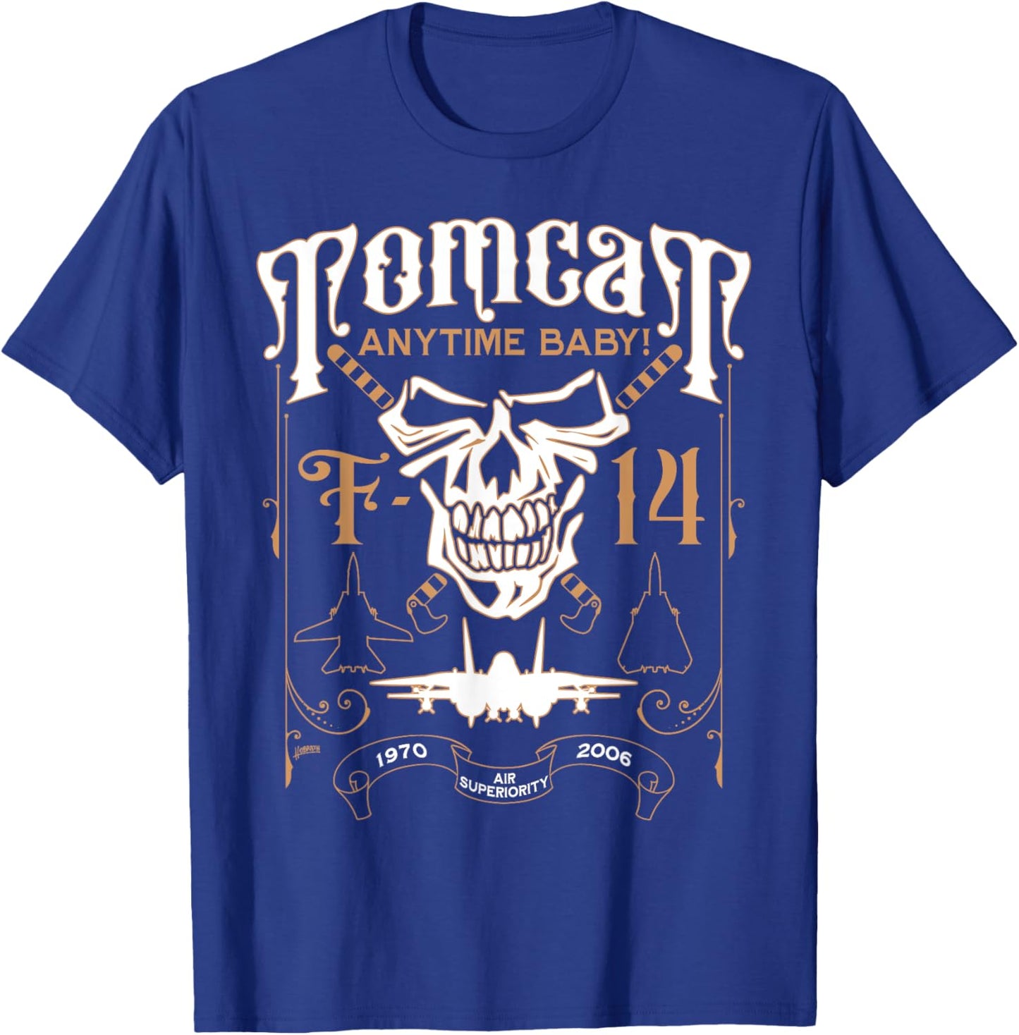 Classic F-14 Tomcat Military Fighter Jet Skull T-Shirt - T-Shirt | Royal