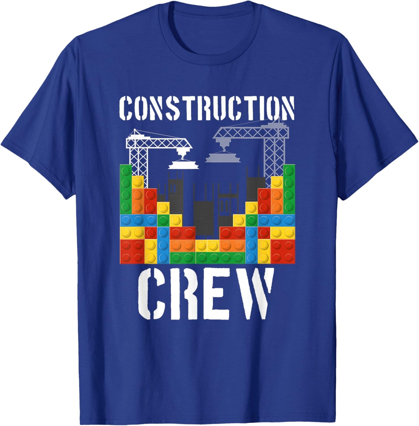 Construction Crew Master Builder Bricklayer Building Blocks T-Shirt - T-Shirt | Royal
