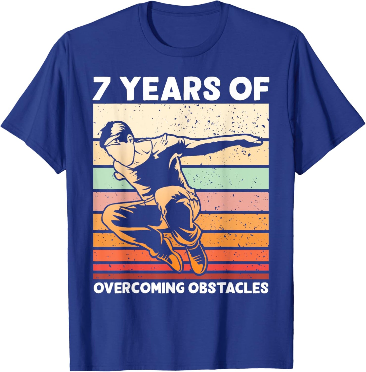 Vintage Parkour 7th Birthday 7 year old Boy Seventh 7yr old T-Shirt - T-Shirt | Royal