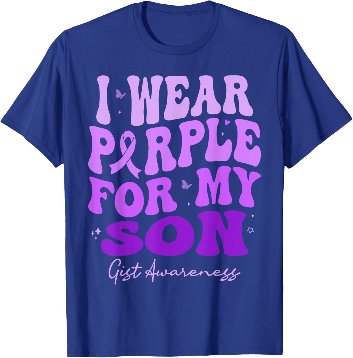 I Wear Purple For My Son GIST Awareness Retro Groovy T-Shirt - T-Shirt | Royal