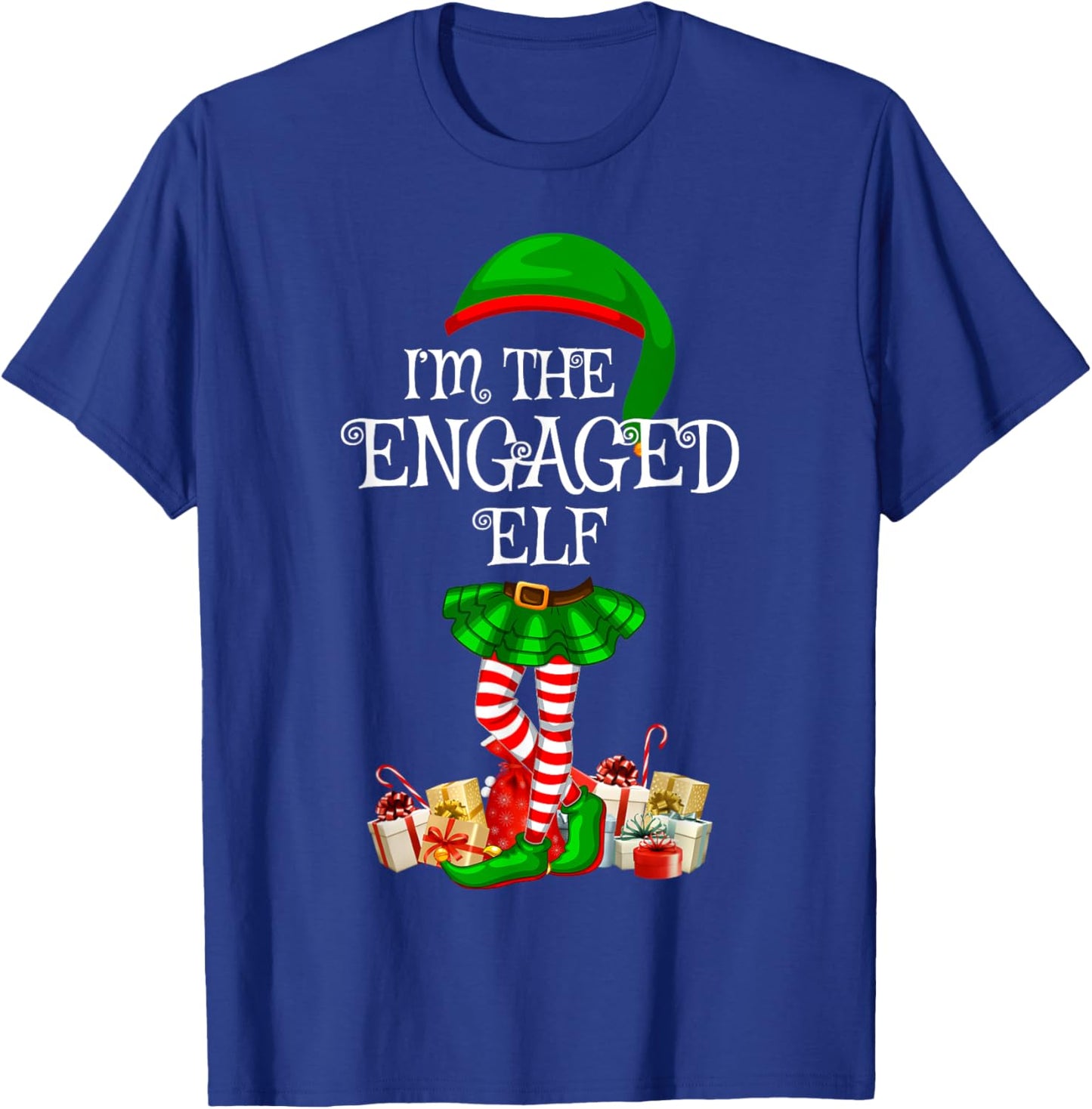 Matching Family Group I'm The Engaged Elf Christmas T-Shirt - T-Shirt | Royal