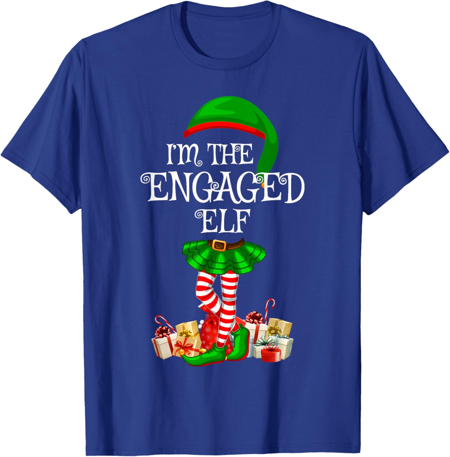 Matching Family Group I'm The Engaged Elf Christmas T-Shirt - T-Shirt | Royal