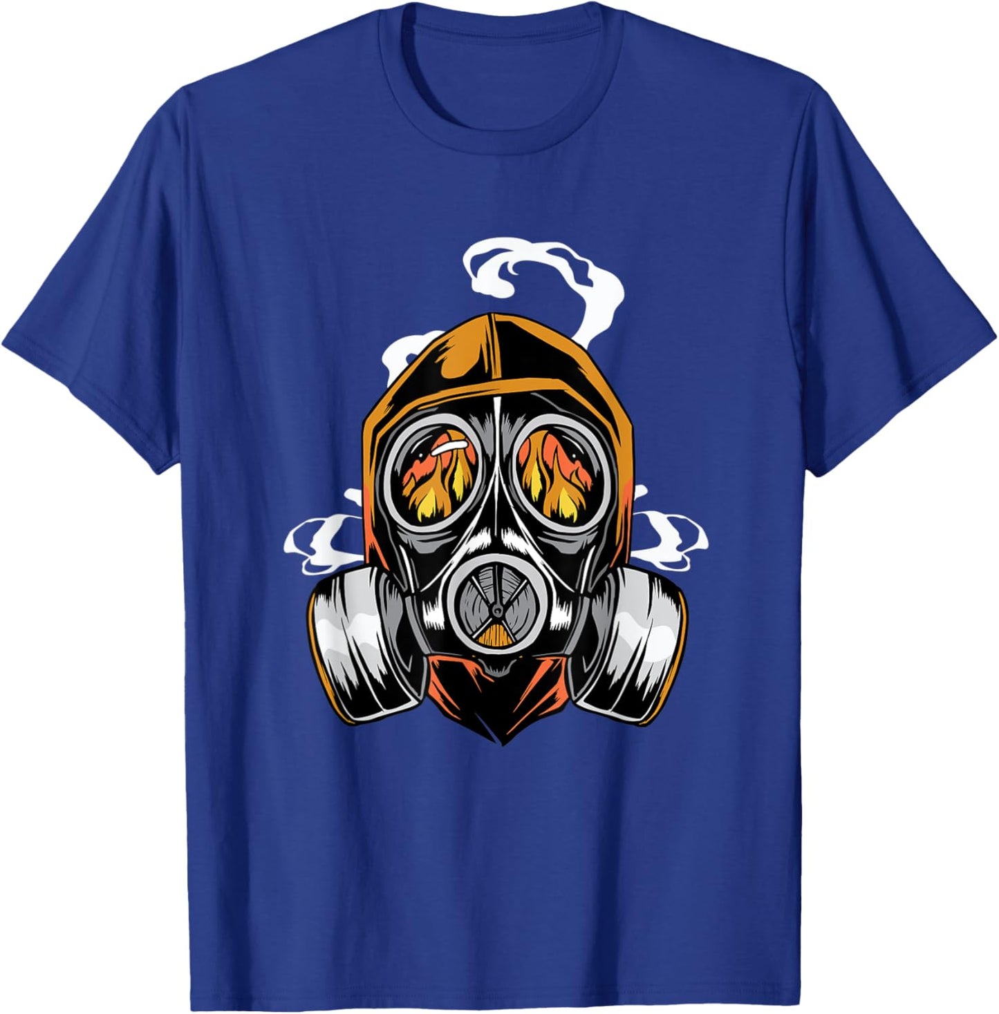 Firefighter and prepper design featuring a gas mask and fire T-Shirt - T-Shirt | Royal