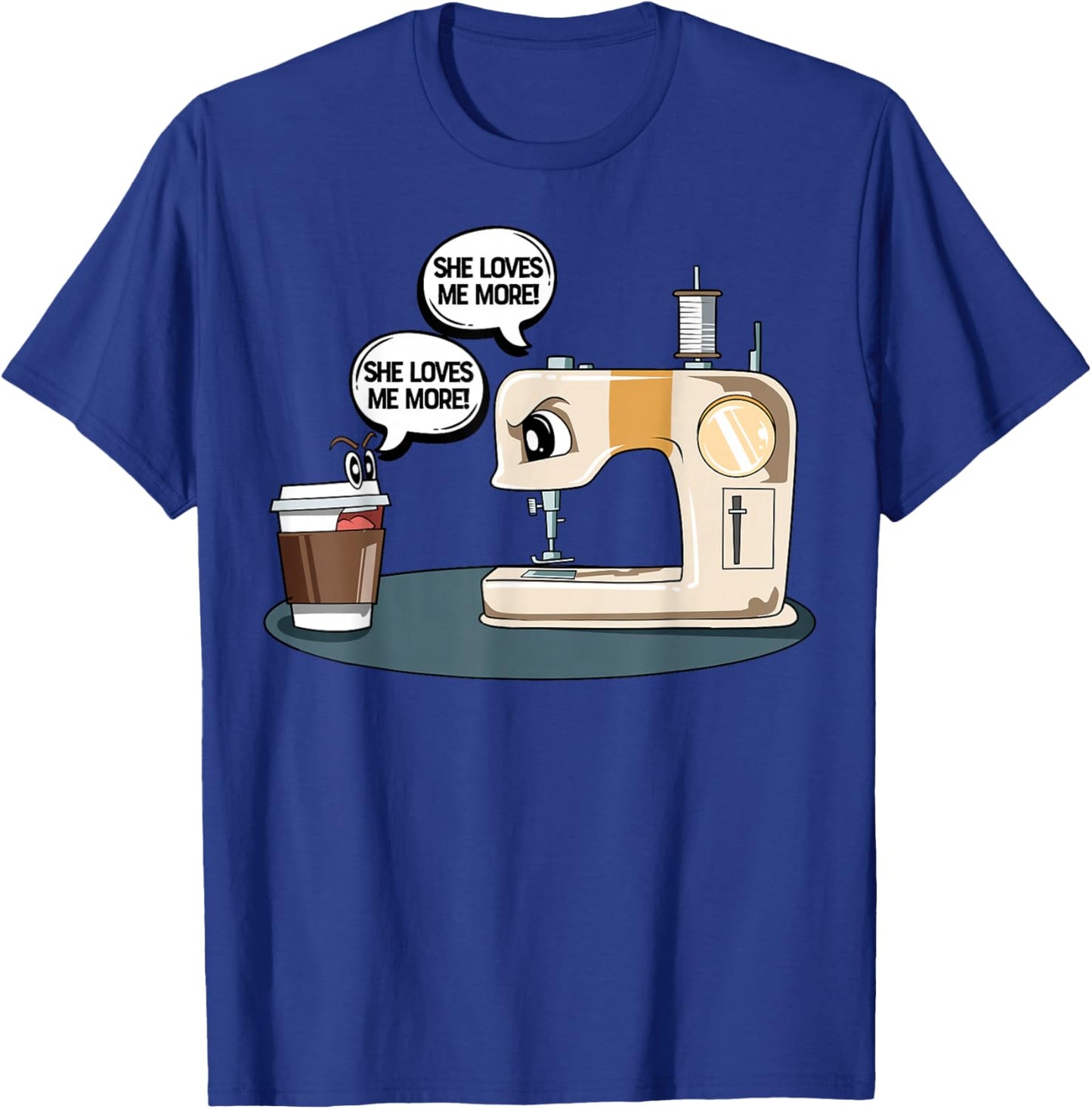 Sewing Coffee Quilting Seamstress Sewing Machine Coffee T-Shirt - T-Shirt | Royal