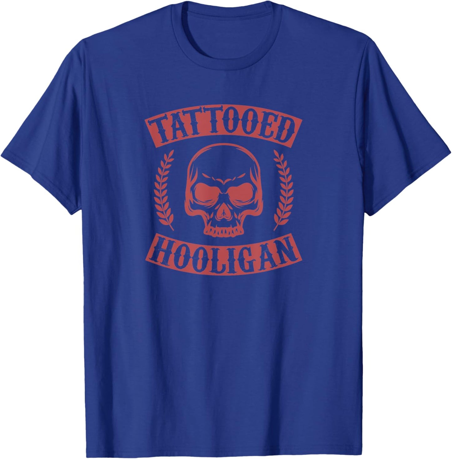 Tattooed Hooligan Motorcycle Biker Style Skull Irish Pride T-Shirt - T-Shirt | Royal