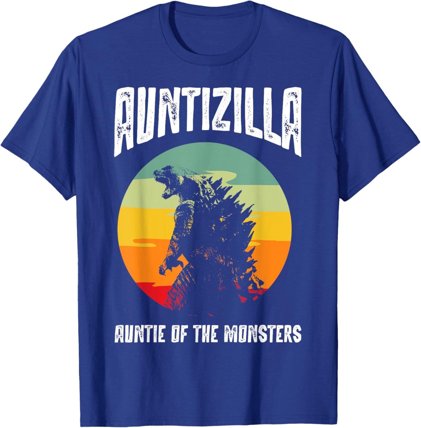 Auntzilla Aunt Of The Monsters Retro Vintage Sunset T-Shirt - T-Shirt | Royal