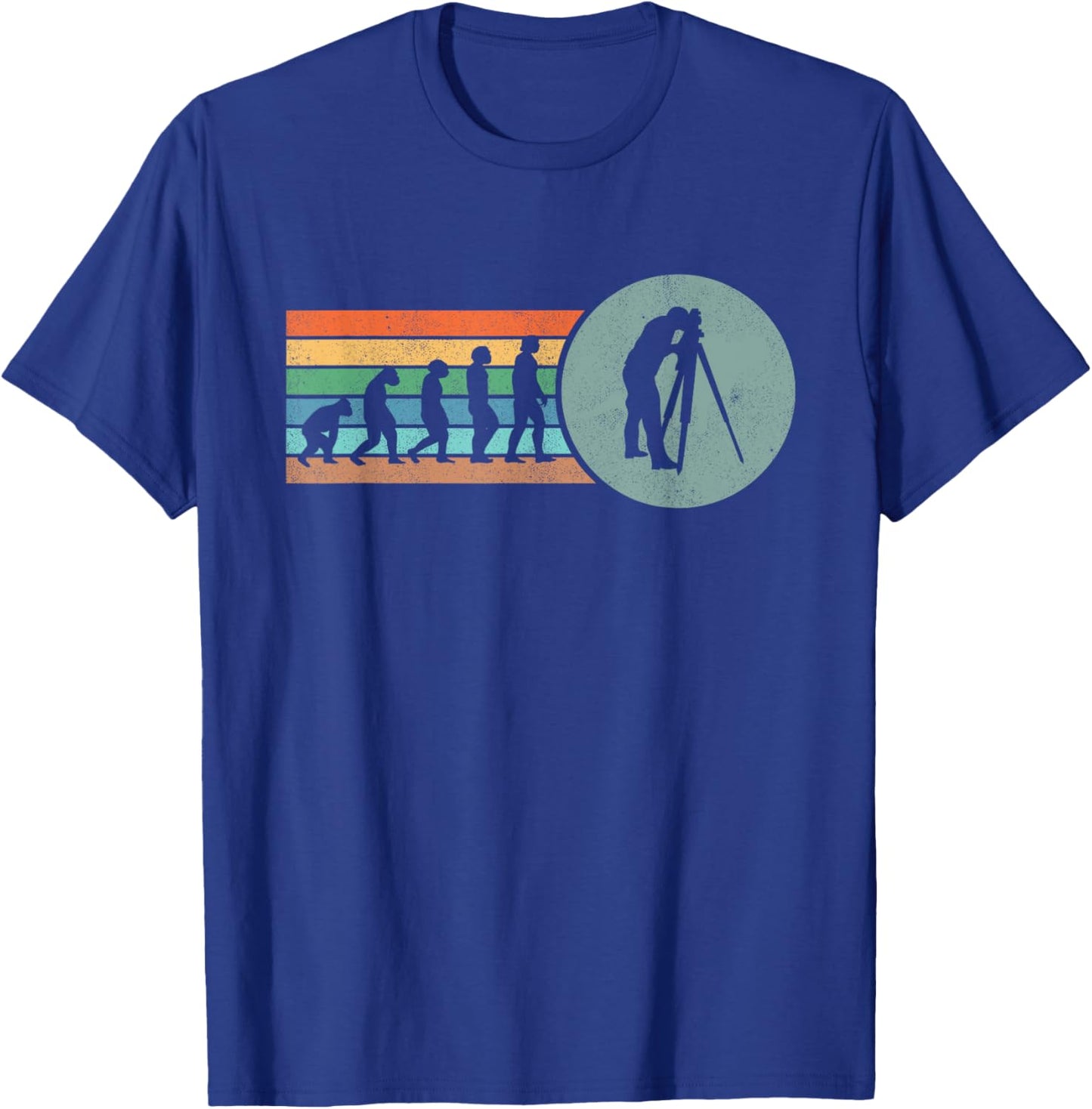 Retro Land Surveying Human Evolution Engineer Land Surveyor T-Shirt - T-Shirt | Royal