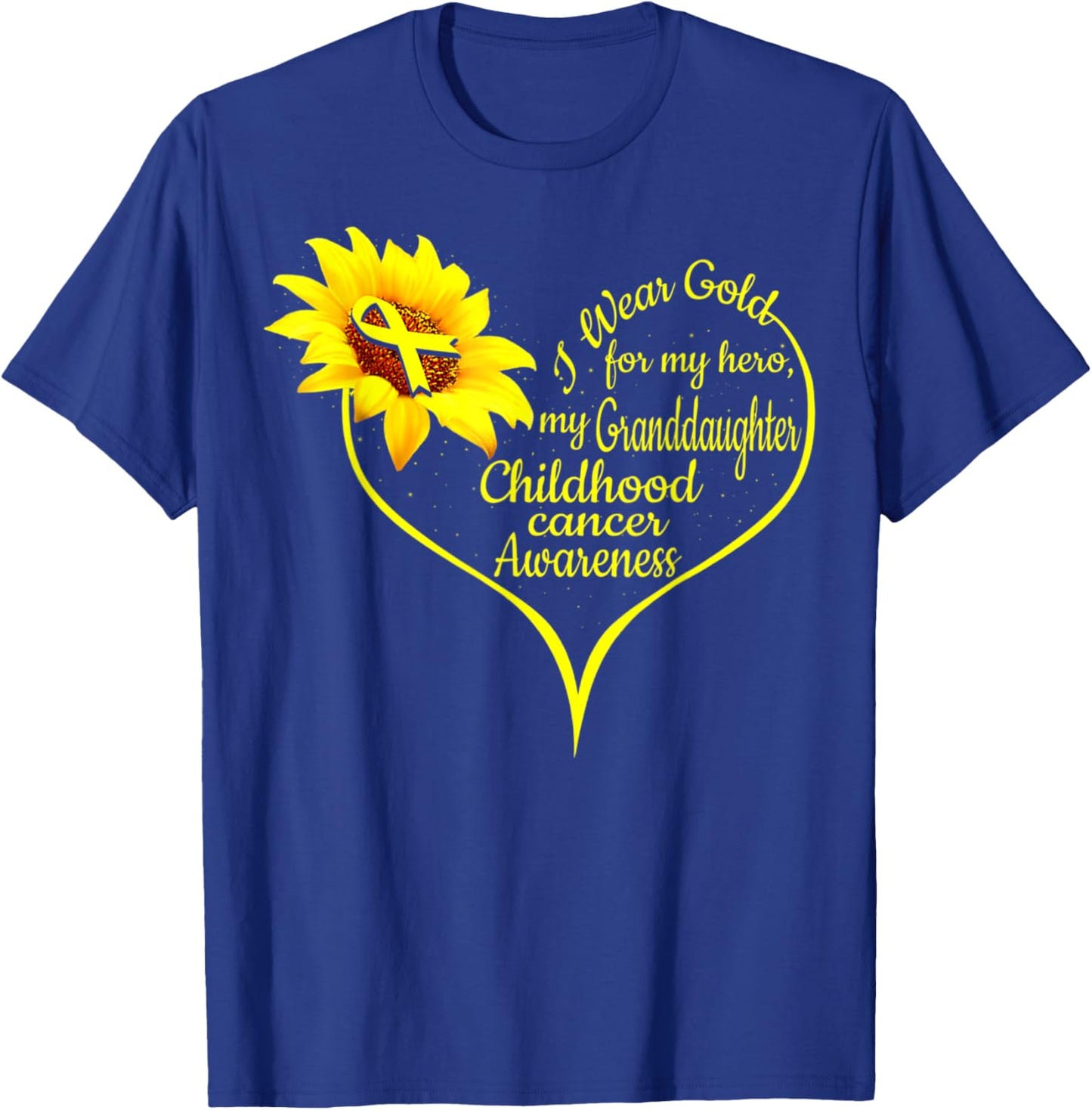 I Wear Gold For My Granddaughter Childhood Cancer Awareness T-Shirt - T-Shirt | Royal