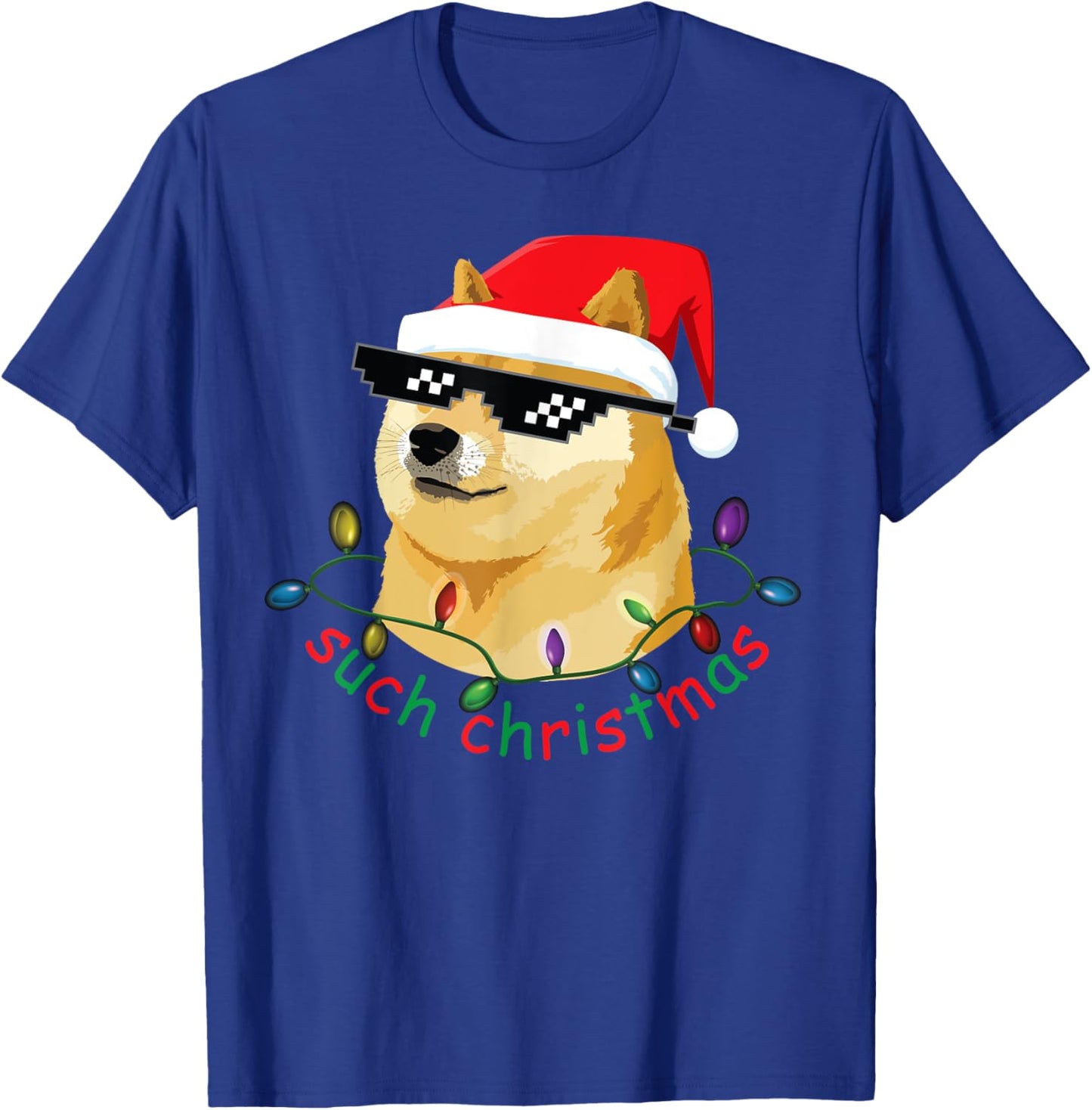 Funny Shiba Inu Doge Such Christmas Meme Dogecoin Santa Hat T-Shirt - T-Shirt | Royal
