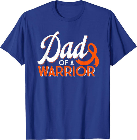 Dad Of A Leukemia Cancer Warrior Orange Ribbon Month Support T-Shirt - T-Shirt | Royal