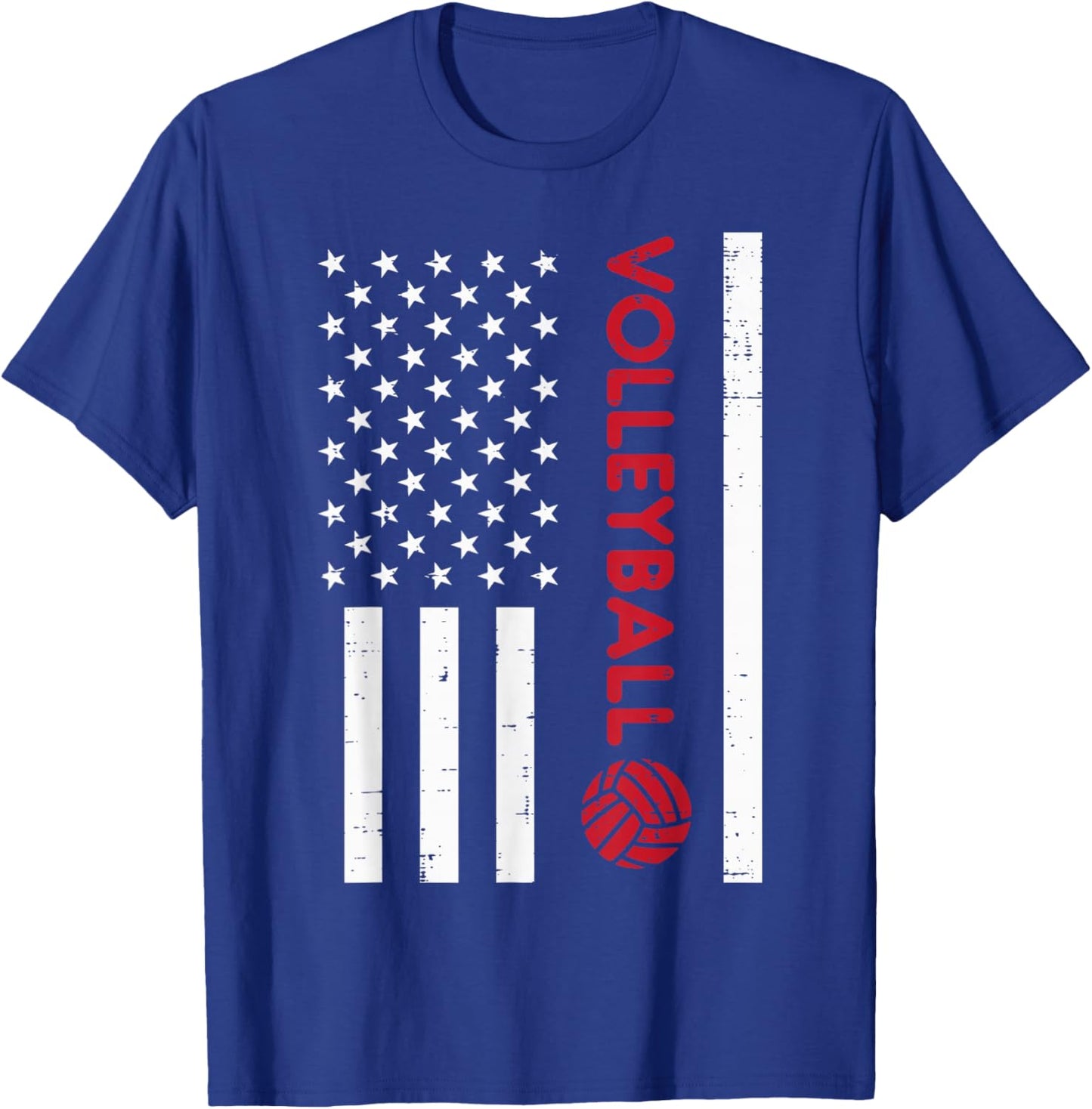 US Flag Red Volleyball Vintage Patriotic Men Women Kids T-Shirt - T-Shirt | Royal