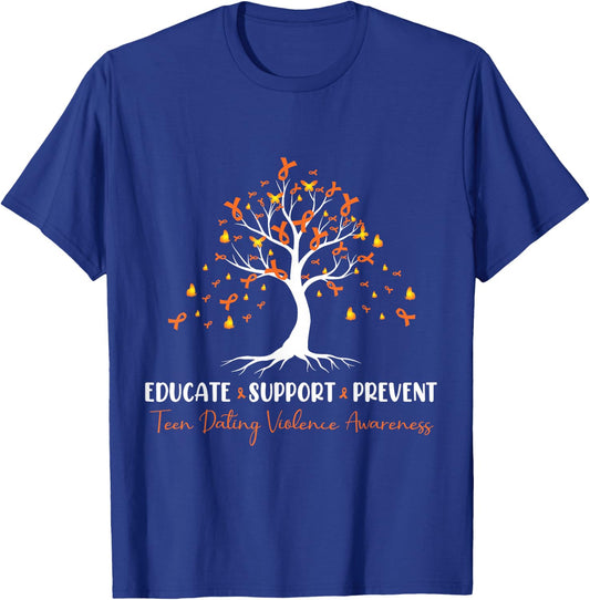 Educate Support Prevent Teen Dating Violence Awareness T-Shirt - T-Shirt | Royal