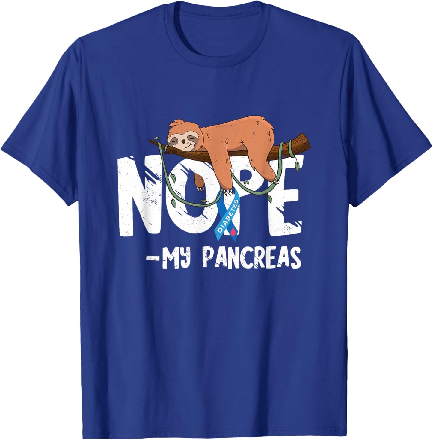 Pancreas Diabetes Awareness Blood Sugar Diabetic Sloth T1D T-Shirt - T-Shirt | Royal