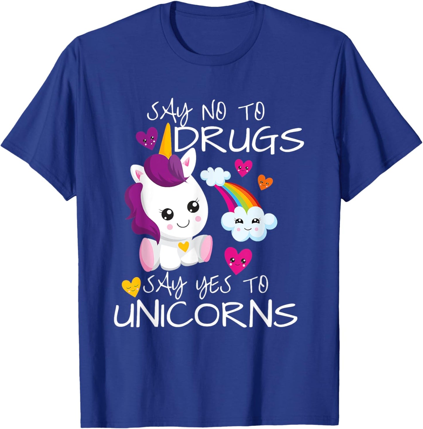 Red Ribbon Week Kids Youth Say No Say Yes To Unicorns T-Shirt - T-Shirt | Royal