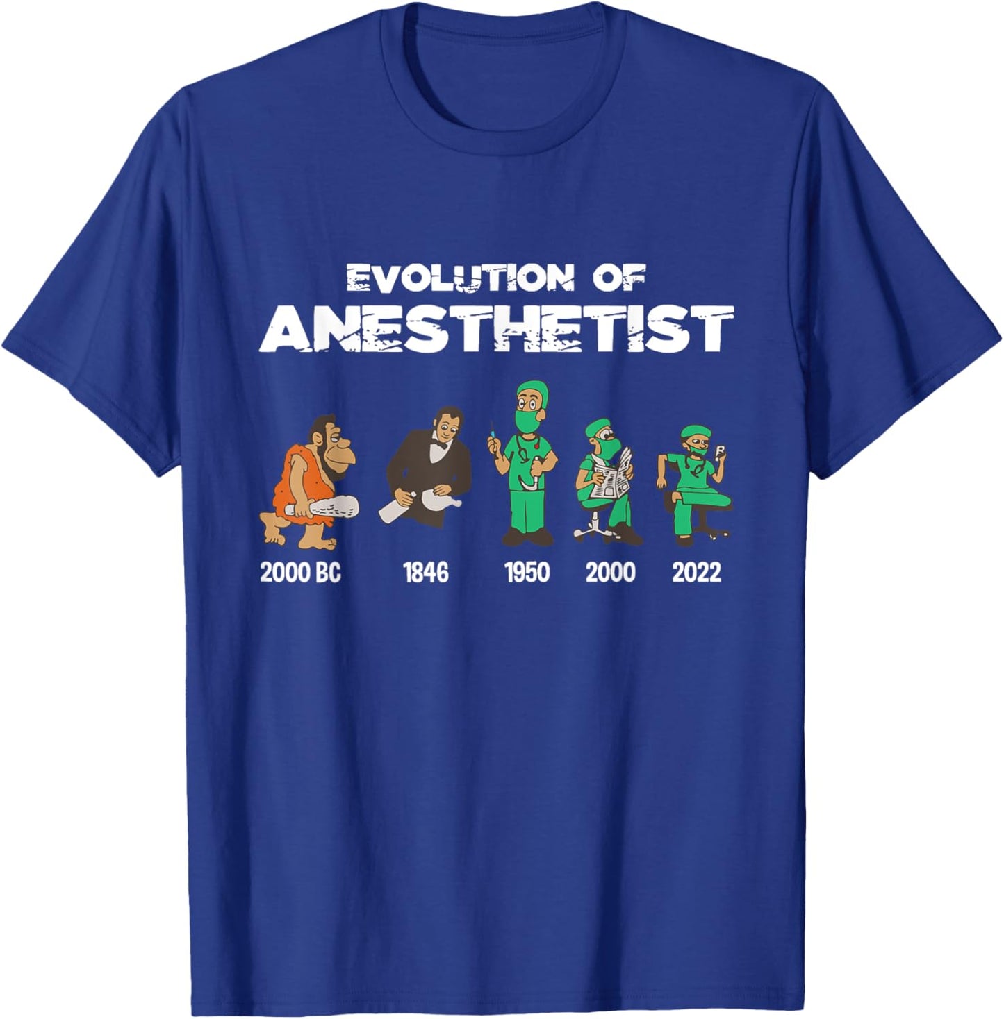 Evolution Anesthetist - Anesthesiologist Anesthesia T-Shirt - T-Shirt | Royal