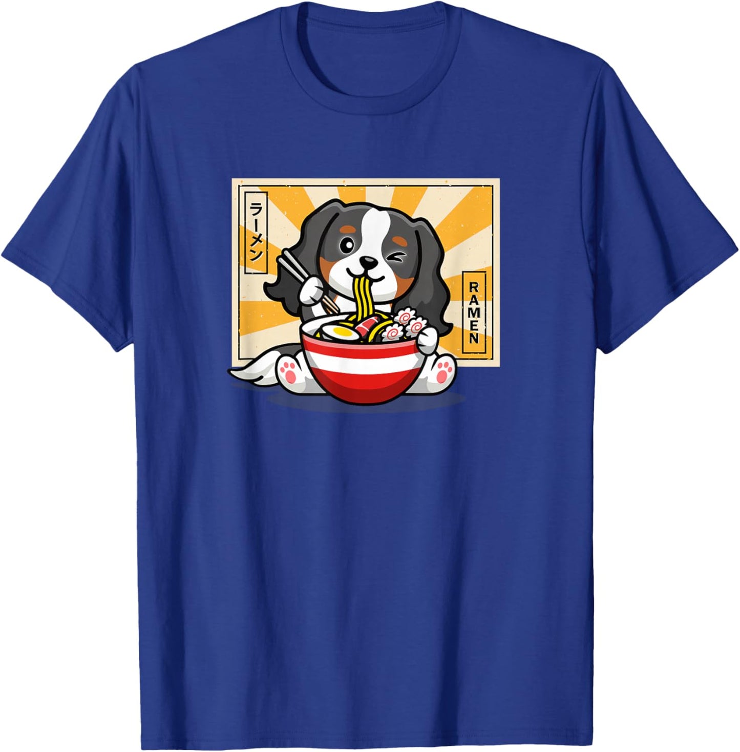 Funny Tri Kawaii Japanese Ramen Tricolor Cavalier Dog Lover T-Shirt - T-Shirt | Royal
